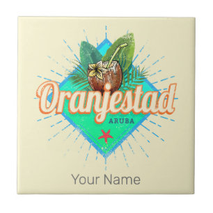 Oranjestad Aruba Retro Vintage Caribbean Souvenir Tile