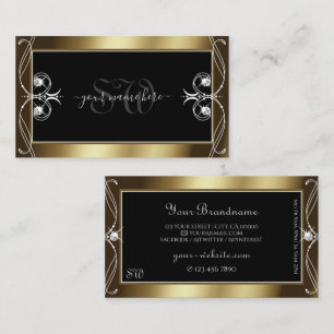 Orante Black Brown Golden Sparkle Jewels Initials Business Card