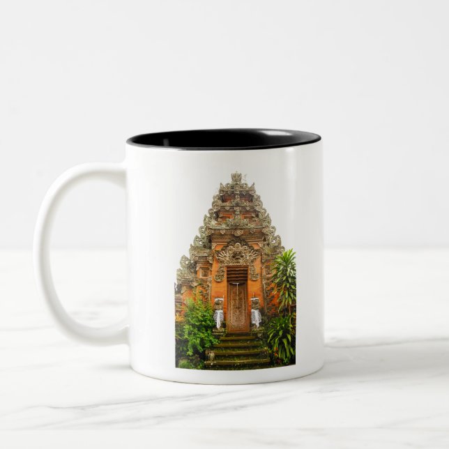 Orante Door in Ubud, Bali, Indonesia Two-Tone Coffee Mug (Left)