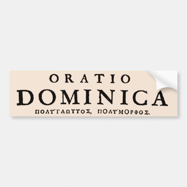 Oratio Dominica Bumper Sticker (Front)