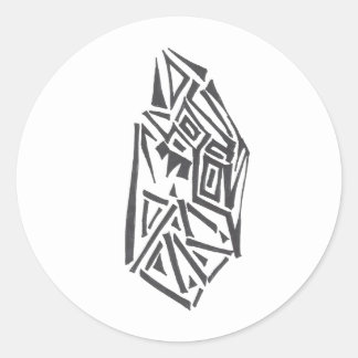 Orb Black White Abstract Tribal Tattoo Art Classic Round Sticker