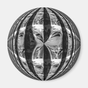 Orb Chrome Black fridge magnet round