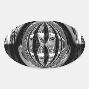 Orb Chrome noir autocollant ovale