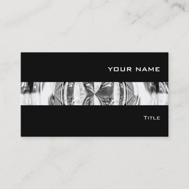 Orb Chrome stripe business card black (Front)