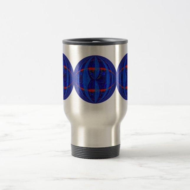 Orb Dark Blue Round travel mug (Center)