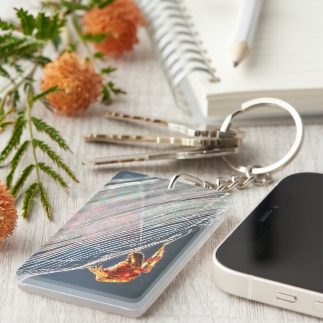 Orb Spider on Web  Keychain (Front Right)