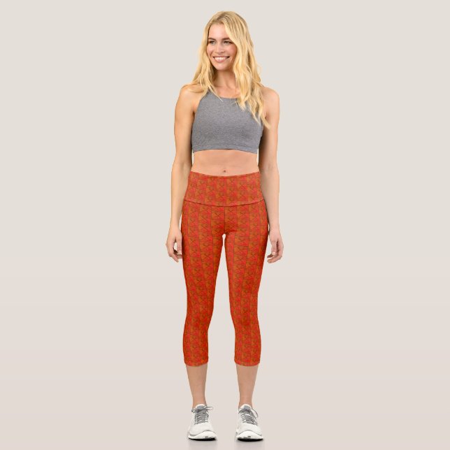 Orb Weaver Orange, Capri Leggings (Front)