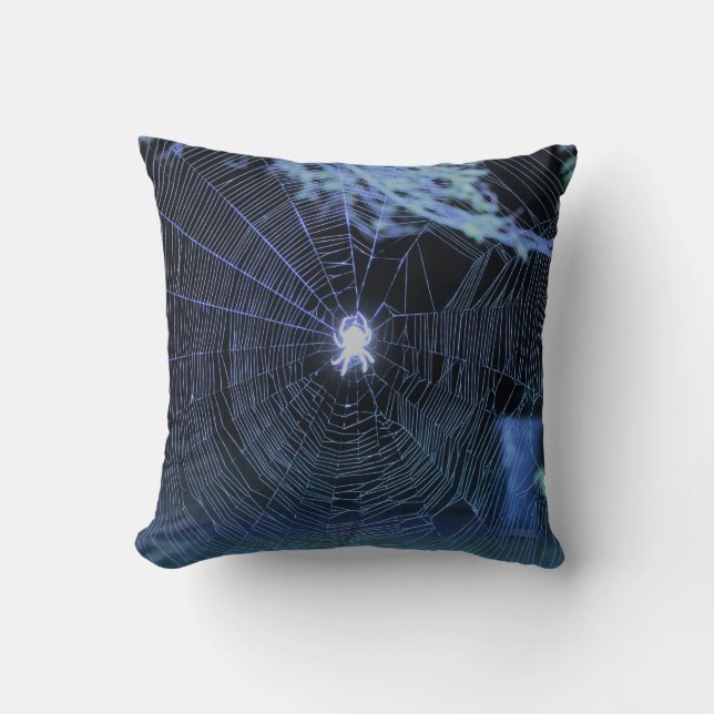 Orb Weaver Spider at night Throw Pillow (Front)
