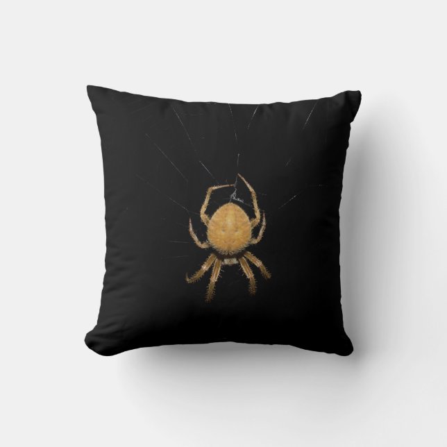Orb Weaver Spider at night Throw Pillow (Front)