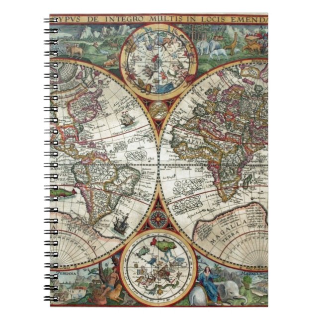 Orbis Terrarum 1594 - Famous World Map Notebook (Front)