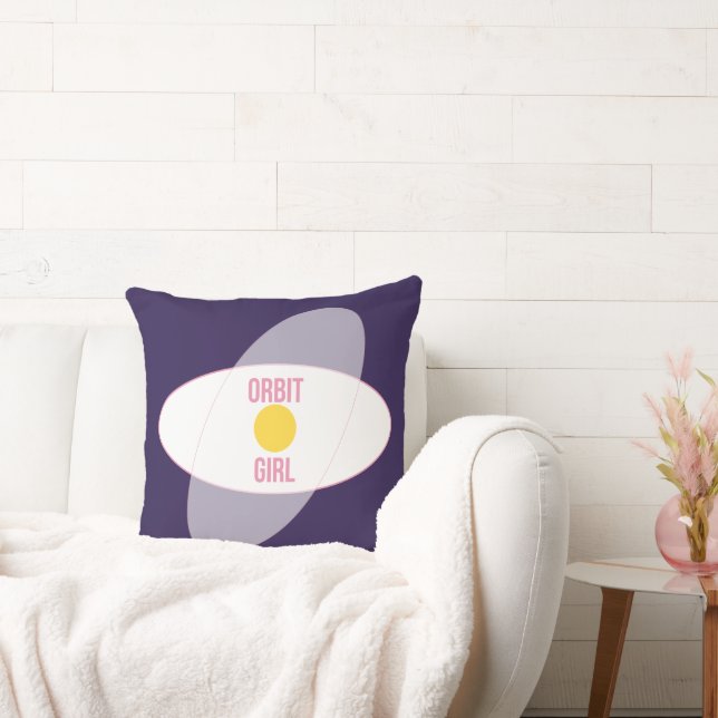 Orbit Girl — 90s Maximalist Throw Pillow | Retro  (Couch)