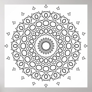 Orbital Circle Mandala with Star Accent Ring Art Poster