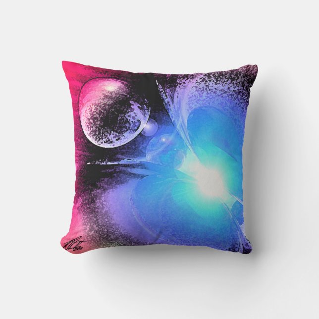 ORBITAL CONVERGENCE Retro Sci-Fi Throw Pillow (Front)