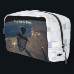 Orbital Dreidel Dopp Kit<br><div class="desc">For aspiring astronauts: A manned Chanuukah dreydel (dreydel) in orbit over the Middle East. The background image resembles spacecraft hull plates,  and there are also an Israeli flag and roundel (star).  Customize by adding your own text.

Earth image courtesy NASA.</div>