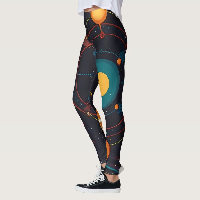 Orbite cosmique Vibrant Système solaire Leggings (Gauche)