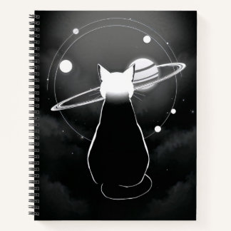 Orbiting Cosmic Cat Minimalist Notebook