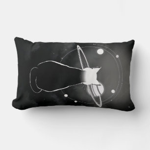 Orbiting Cosmic Cat  Pillow — Minimalist Design