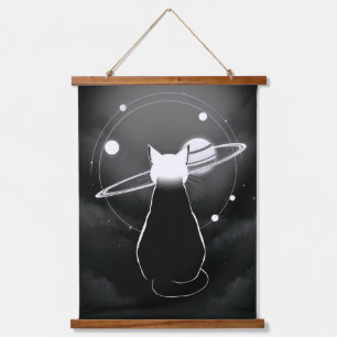 Orbiting Cosmic Cat Wall Art — Minimalist