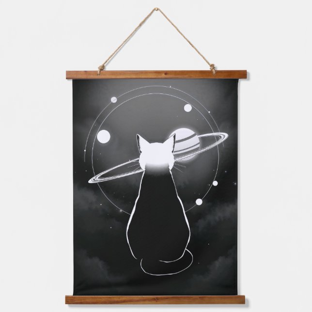 Orbiting Cosmic Cat Wall Art — Minimalist (Front)
