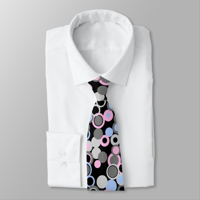 Orbs Polka Dot Black Two-sided Printed Tie (Tied)