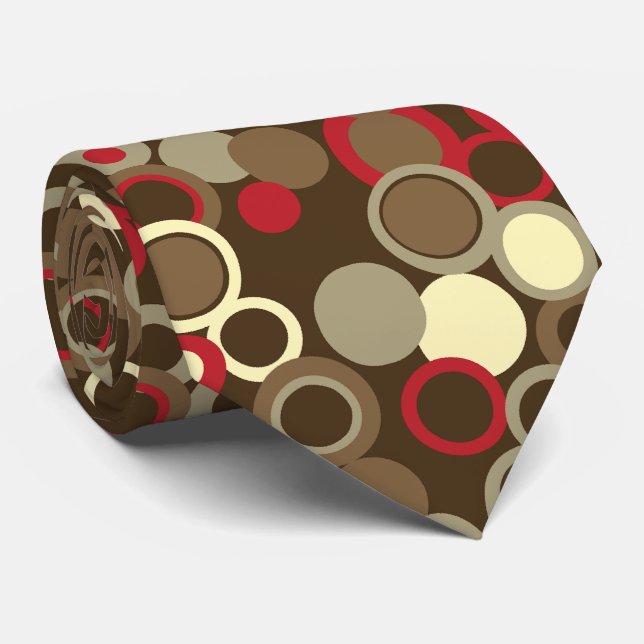 Orbs Polka Dot Cocoa Brown Two-sided Printed Tie (Rolled)