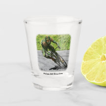 Orc Cyclist Bike Racing Fantasy Art Shot Glass