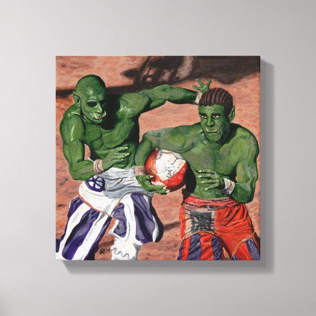 Orc Gladiator Football Fantasy Art Canvas Print (Front)