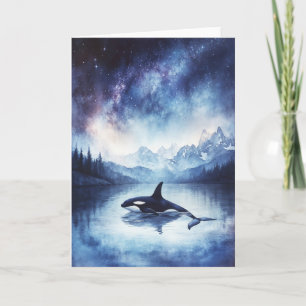 Orca Amidst the Stars and Mountains Card