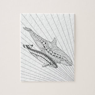 Orca And Baby Adult Colouring Puzzle