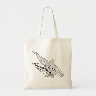 Orca And Baby Adult Colouring Tote Bag
