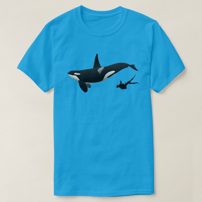 Orca and Scuba Diver  T-Shirt (Design Front)