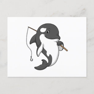 Orca as Fisher with Fishing rod Postcard