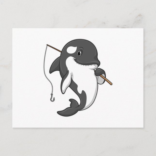 Orca as Fisher with Fishing rod Postcard (Front)