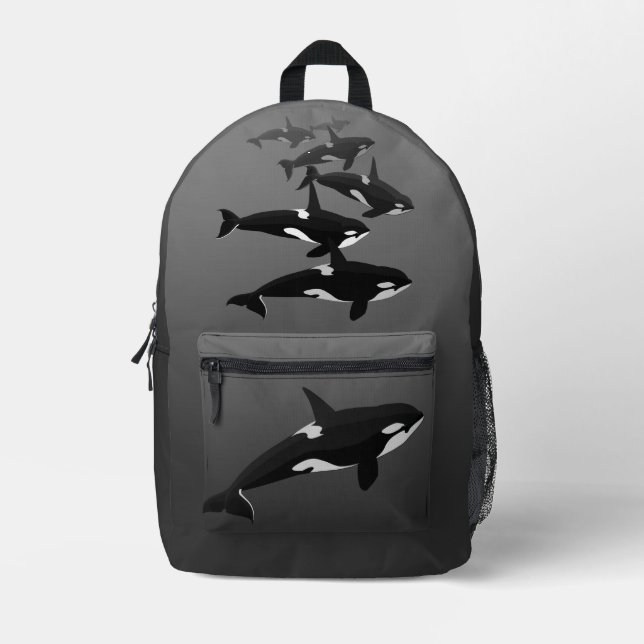 Orca Backpack Killer Whale School Bags Customize (Front)