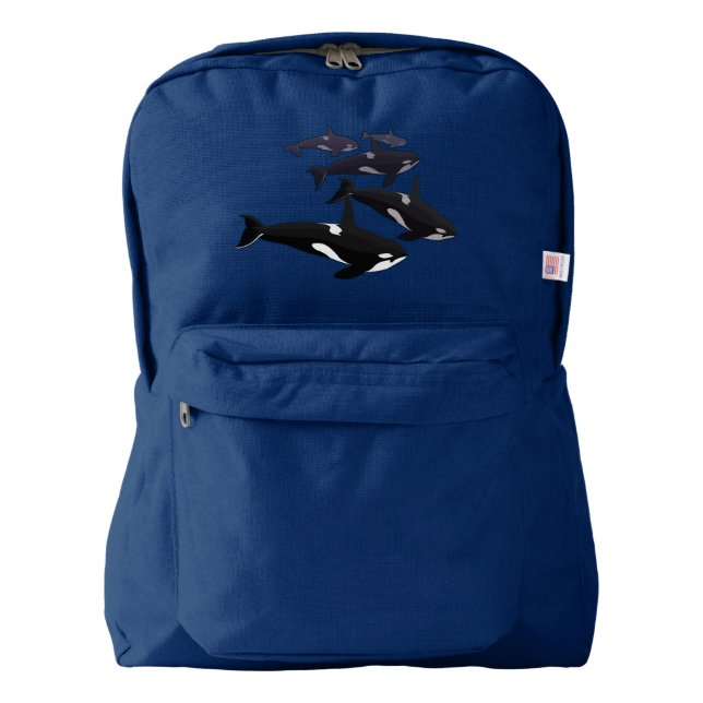Orca Backpack Killer Whale School Bags Customize (Front)