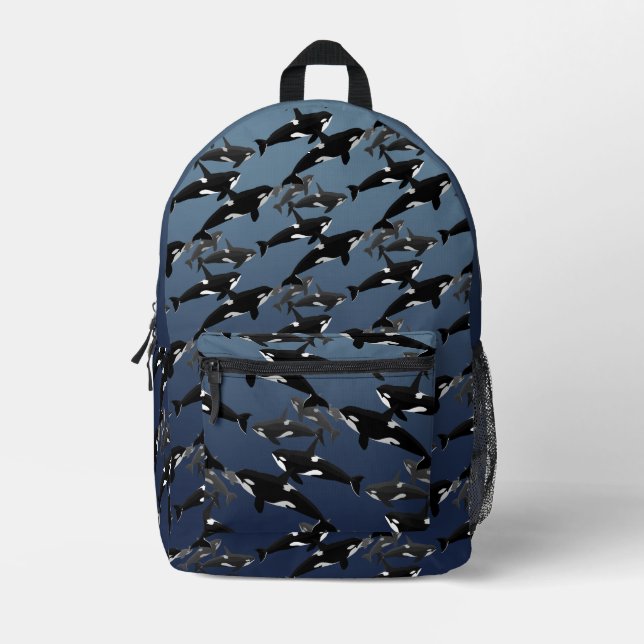 Orca Backpack Killer Whale School Bags Customize (Front)