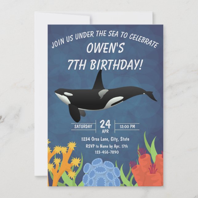 Orca Birthday Invitation (Front)