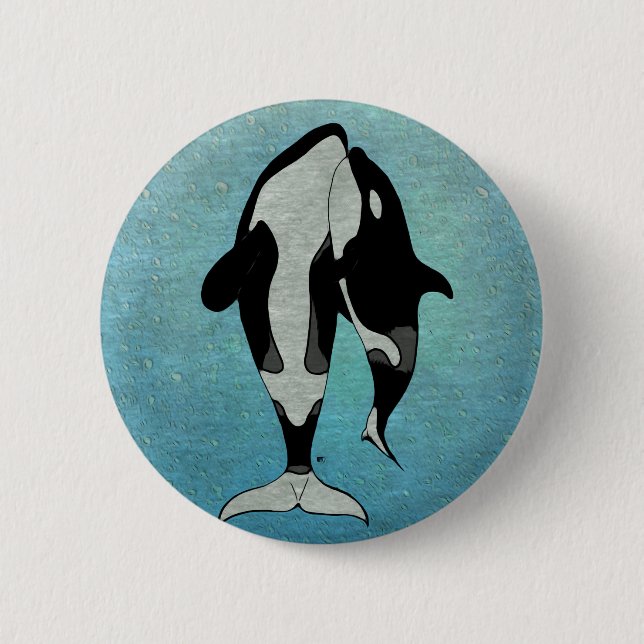 Orca Blue 2 Inch Round Button (Front)