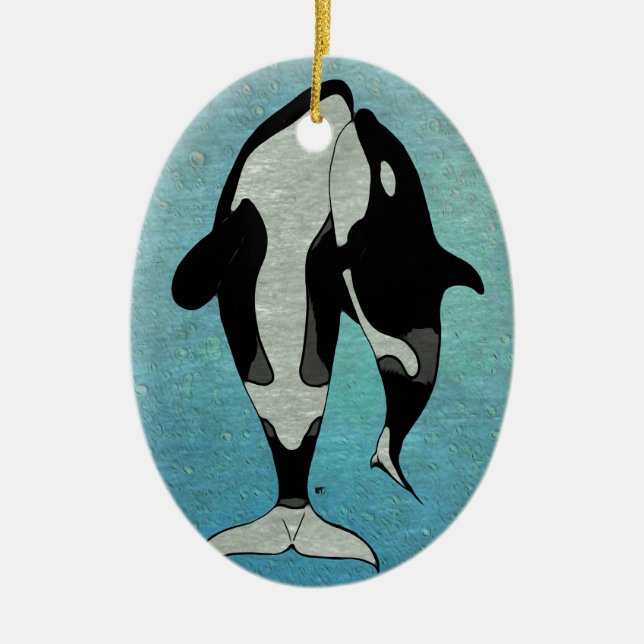 Orca Blue Ceramic Ornament (Front)