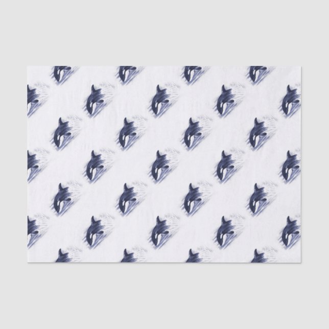 Orca Breaching Blue Tissue Paper (Front)