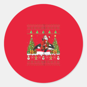 orca christmas pajama classic round sticker