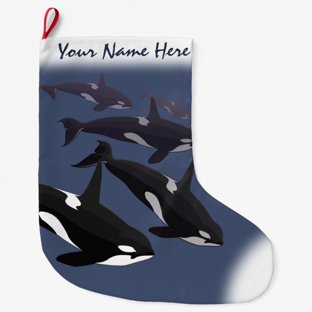 Orca Christmas Stocking Personalized Killer Whale (Front)