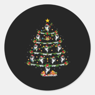 Orca Christmas Tree Lights Funny Sea Animal Orca W Classic Round Sticker