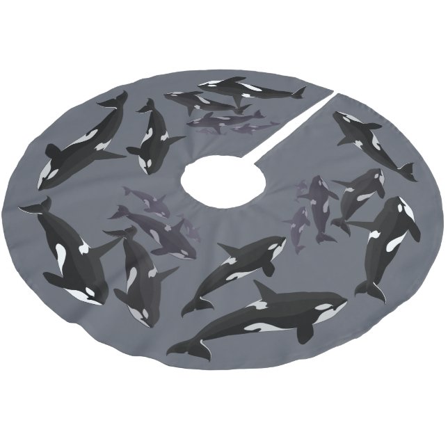 Orca Christmas Tree Skirt Killer Whale Tree Skirt (Angled)