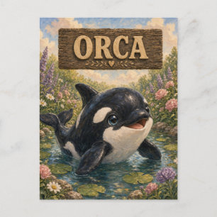Orca Cute Baby Storybook Nursery Animal Postcard