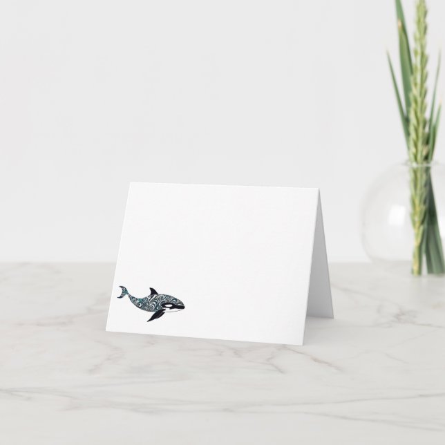 Orca doodle  Small Note Card (Front)