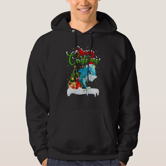 Orca Fish Lover Xmas Decorations Santa Orca Christ Hoodie (Front)
