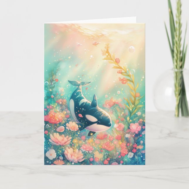 Orca Floral World Card (Front)