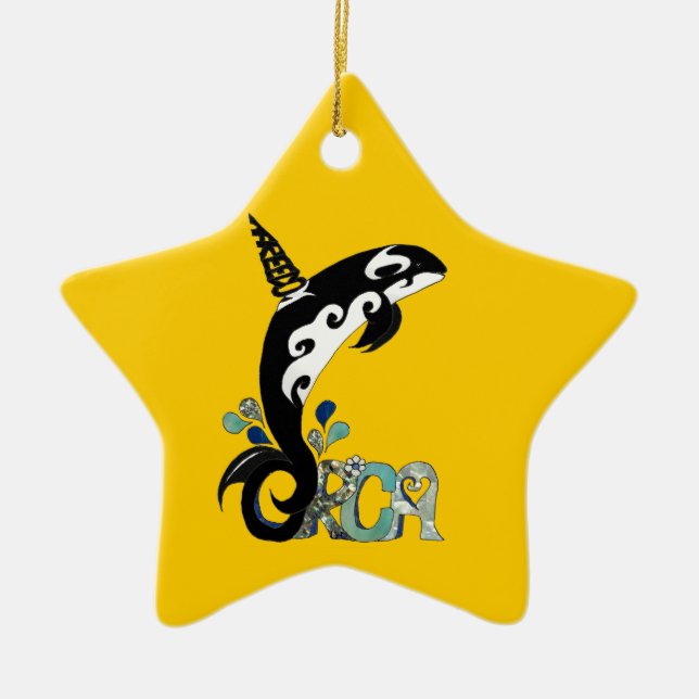 Orca Freedom Art Ceramic Ornament (Front)