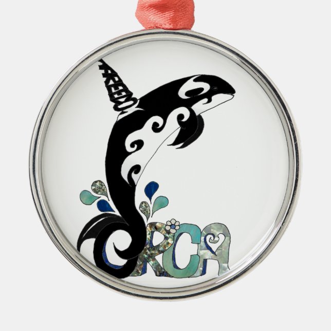 Orca Freedom Art Metal Ornament (Front)